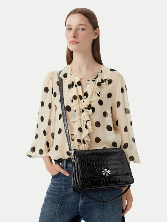 Zdjęcie produktu Torebka Tory Burch Charlie Embossed Croc Shoulder Bag 183354 Czarny