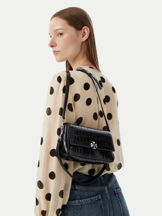 Zdjęcie produktu Torebka Tory Burch Charlie Embossed Croc Small Shoulder Bag 183522 Czarny