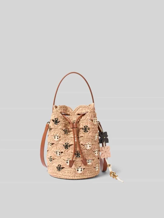 Zdjęcie produktu Torebka typu bucket bag w efekt plecionki Paco Rabanne Beżowy