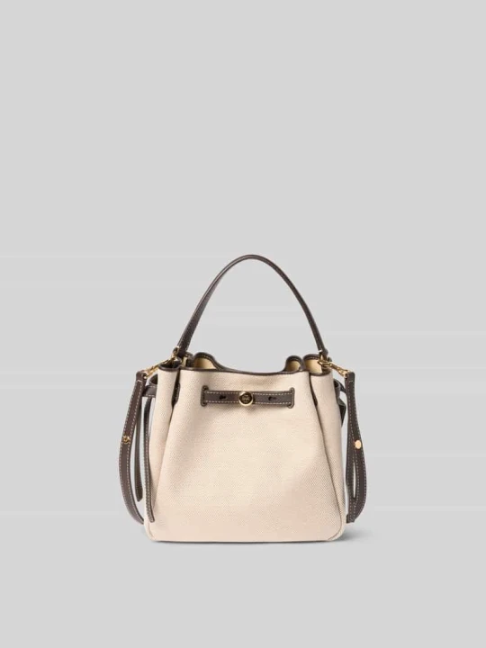Zdjęcie produktu Torebka typu bucket bag z detal z logo model 'Romy' Tory Burch Beżowy