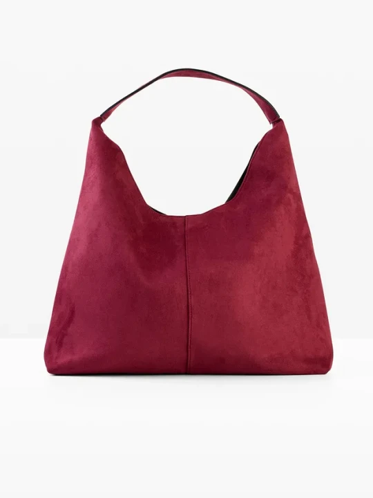 Zdjęcie produktu Torebka typu shopper z imitacji skóry welurowej BonPrix czerwony
