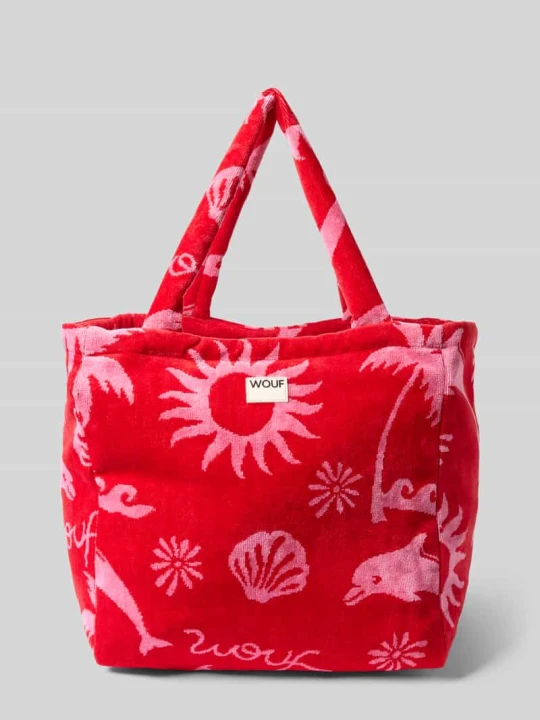 Zdjęcie produktu Torebka typu tote bag z naszywką z logo model 'Tulum' WOUF Czerwony