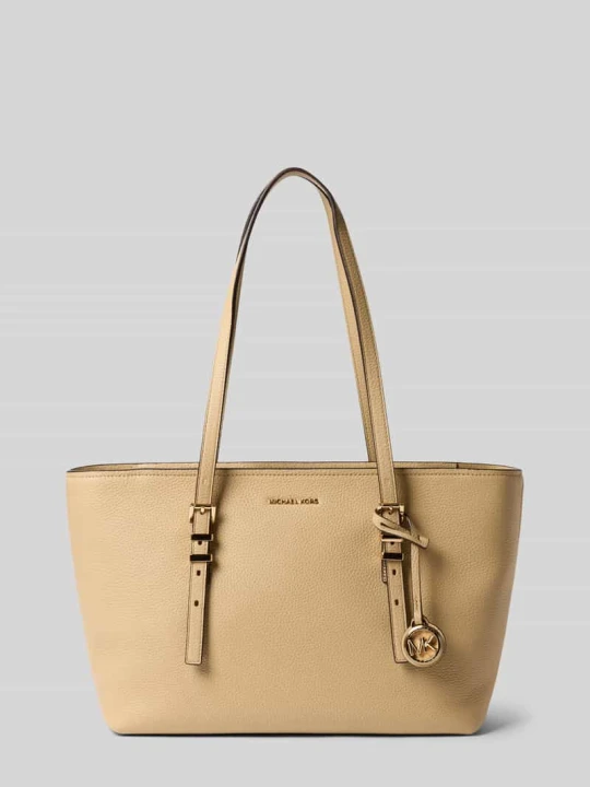 Zdjęcie produktu Torebka typu tote z prawdziwej skóry z aplikacją z logo model 'Quinn' Michael Kors Beżowy
