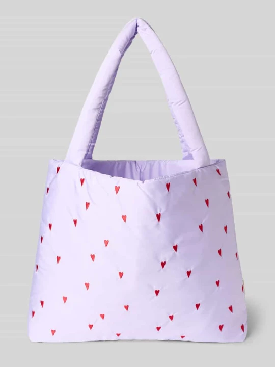 Zdjęcie produktu Torebka typu tote z wyhaftowanym motywem na całej powierzchni model 'Puffy' STUDIO NOOS Fioletowy