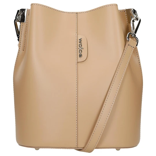 Zdjęcie produktu Beżowa skórzana torebka damska bucket bag 80434-54 Wojas