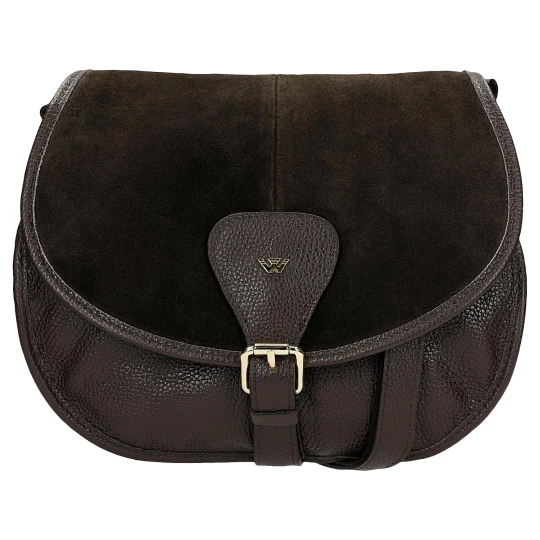 Zdjęcie produktu Mała brązowa torebka crossbody z łączonych skór 80401-72 Wojas