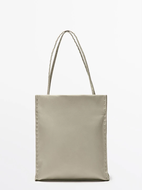 Zdjęcie produktu Torebka Z Nappy Z Dwoma Przegrodami - Złoty - - Massimo Dutti - Female