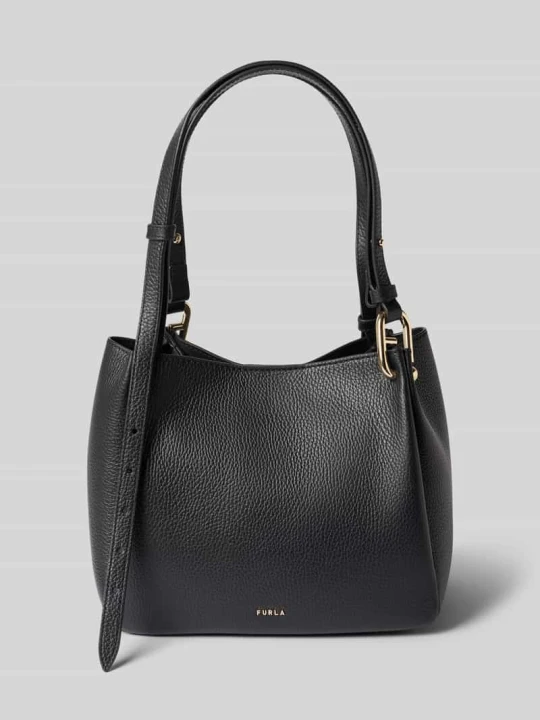 Zdjęcie produktu Torebka z prawdziwej skóry z detal z logo model 'Nuvola' Furla Czarny