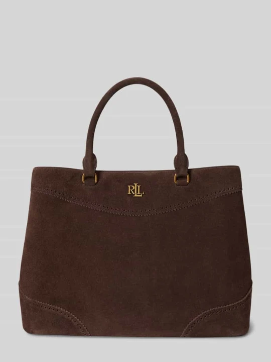Zdjęcie produktu Torebka z uchwytem z detal z logo model 'MARCY' Lauren Ralph Lauren Ciemnobrązowy