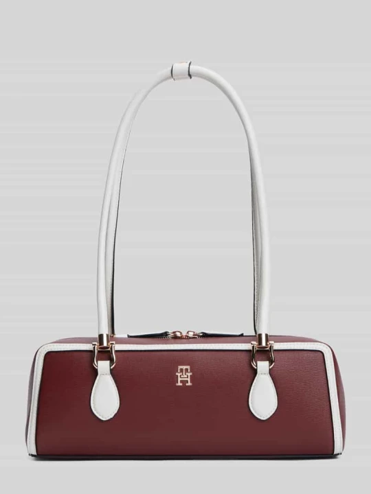 Zdjęcie produktu Torebka z uchwytem z materiału skóropodobnego model 'TH GRACE SHOULDER BAG' Tommy Hilfiger Bordowy
