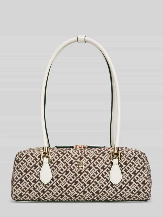 Zdjęcie produktu Torebka z uchwytem z wzór z logo model 'TH GRACE SHOULDER BAG' Tommy Hilfiger Bordowy