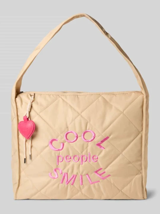 Zdjęcie produktu Torebka z wyhaftowanym napisem Miss Goodlife Piaskowy