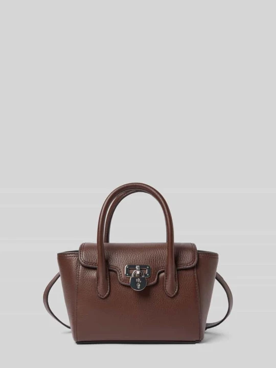 Zdjęcie produktu Torebka ze skóry bydlęcej z rączkami Lauren Ralph Lauren Ciemnobrązowy