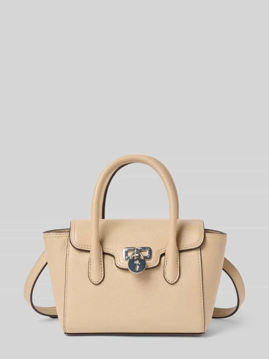 Zdjęcie produktu Torebka ze skóry bydlęcej z rączkami Lauren Ralph Lauren Piaskowy