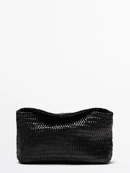 Zdjęcie produktu Torebka Ze Skóry Nappa, Pleciona - Czarny - Massimo Dutti - Female