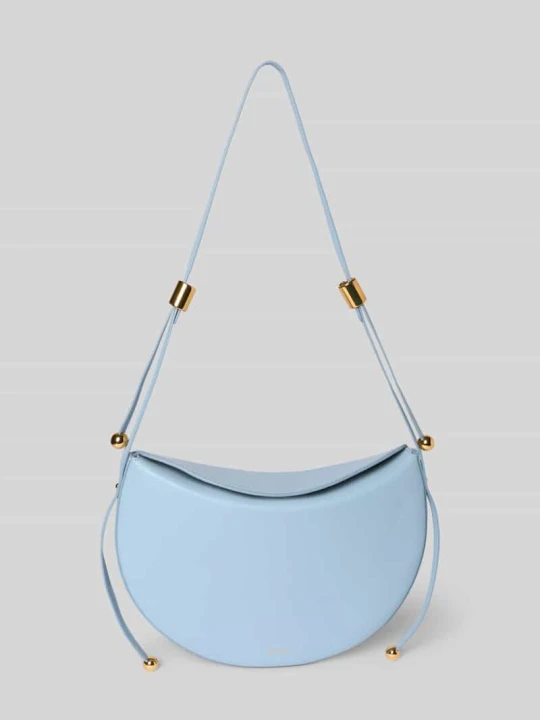 Zdjęcie produktu Torebka ze skóry z detalem z logo Furla Jasnoniebieski