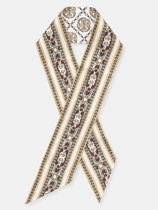 Zdjęcie produktu Tory Burch apaszka damska jedwabna beżowy