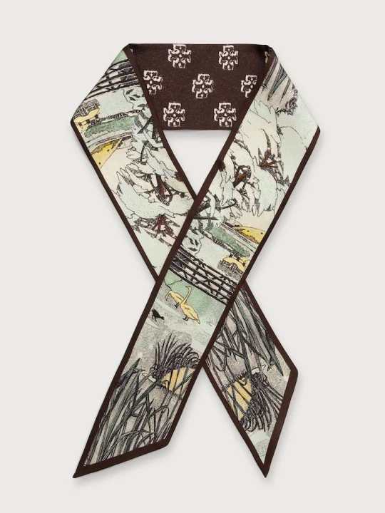 Zdjęcie produktu Tory Burch apaszka damska jedwabna Forest Ribbon