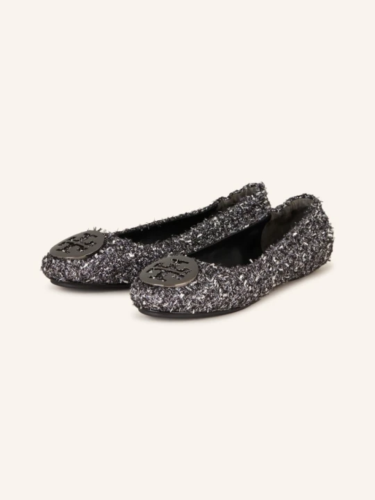 Zdjęcie produktu Tory Burch Baleriny Minnie Z Błyszczącą Przędzą silber