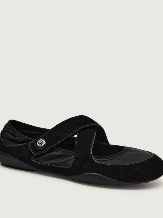 Zdjęcie produktu TORY BURCH Baleriny Romy Sport Mary Jane | zamsz czarny