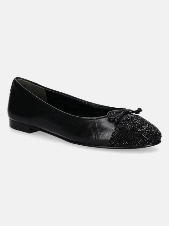 Zdjęcie produktu Tory Burch baleriny skórzane Cap-Toe Pave Ballet czarny