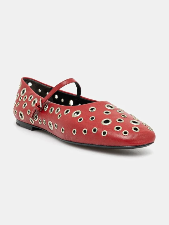 Zdjęcie produktu Tory Burch baleriny skórzane Eyelet Mary Jane Ballet czerwony