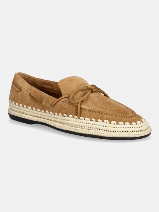 Zdjęcie produktu Tory Burch espadryle damskie zamszowe The Raffia Boaty brązowy