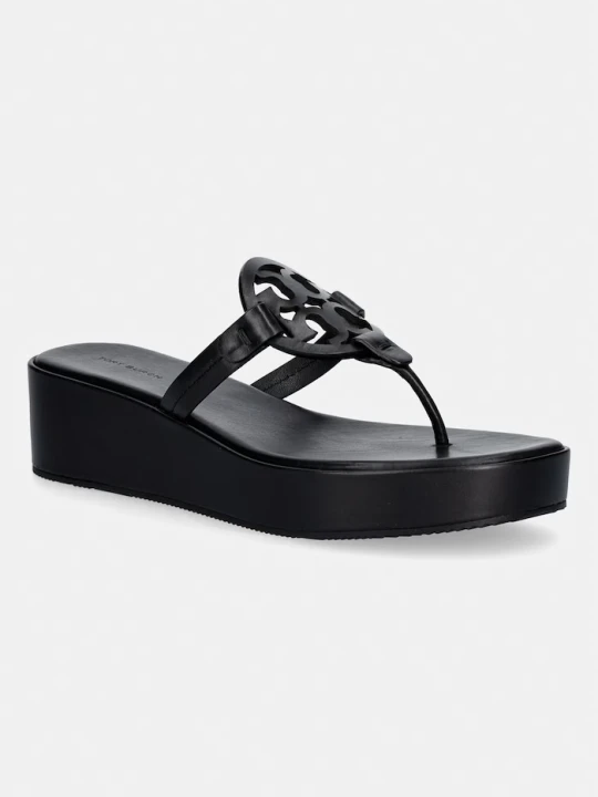 Zdjęcie produktu Tory Burch japonki damskie skórzane Miller Wedge czarny