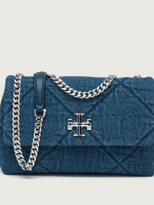 Zdjęcie produktu TORY BURCH Jeansowa torebka na ramię Kira Diamond niebieski