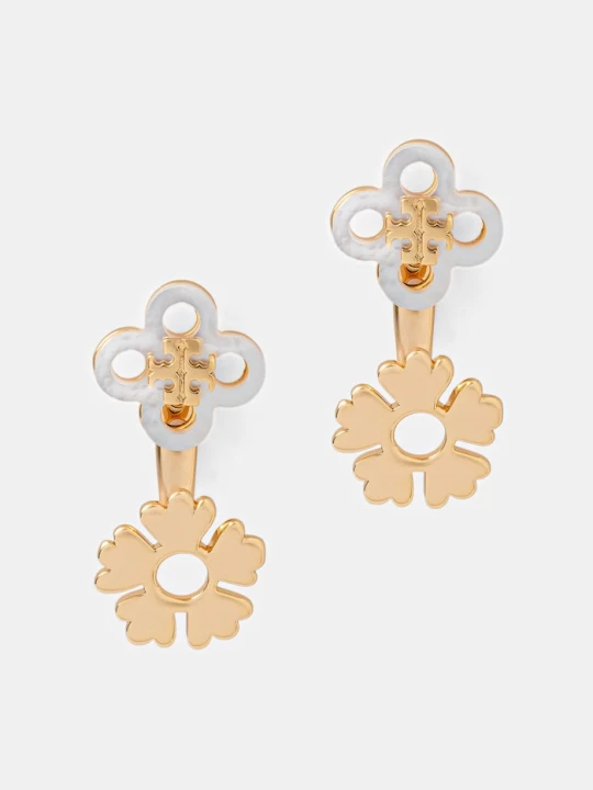 Zdjęcie produktu Tory Burch kolczyki damskie mosiężne z masa perłową ForgetMe złoty
