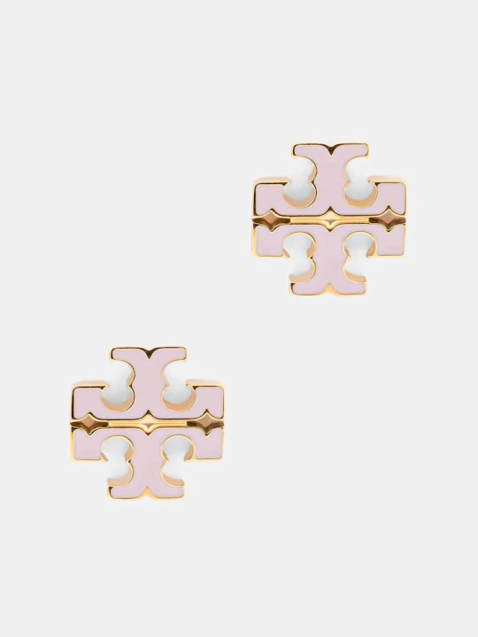 Zdjęcie produktu Tory Burch kolczyki damskie ze stali nierdzewnej emalia Icon różowy