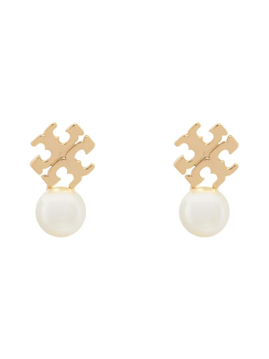 Zdjęcie produktu Tory Burch Kolczyki LOGO AND PEARL STUD EARRINGS 184421 Złoty