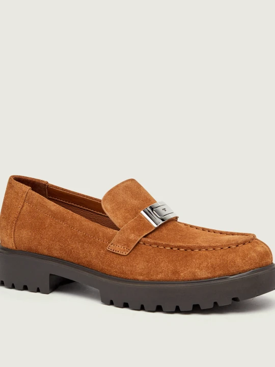 Zdjęcie produktu TORY BURCH Loafersy Leelee Lug | zamsz brązowy