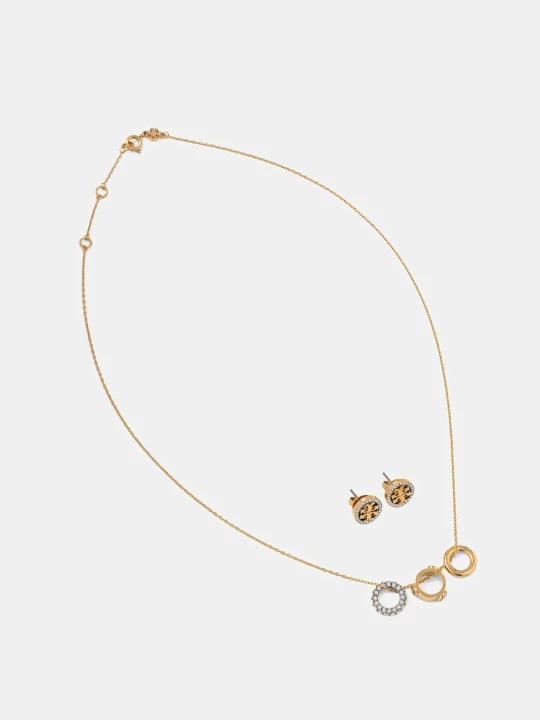 Zdjęcie produktu Tory Burch naszyjnik i kolczyki Miller Pave 2-pack złoty
