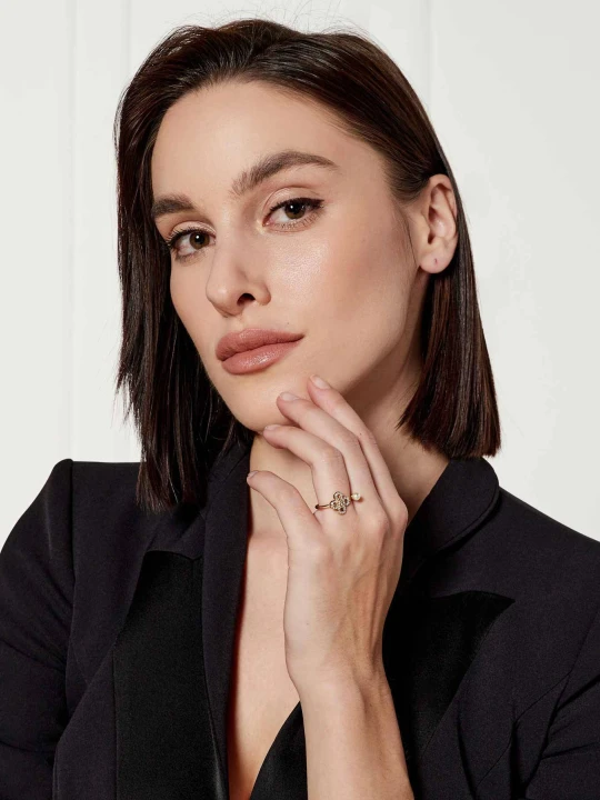 Zdjęcie produktu TORY BURCH Pierścionek Kira Clover złoty