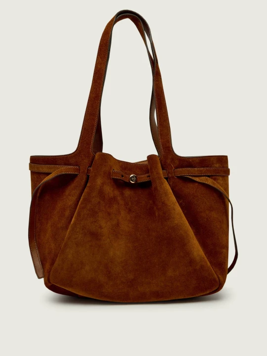 Zdjęcie produktu TORY BURCH Shopperka Romy | zamsz brązowy