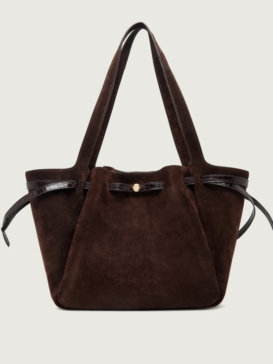 Zdjęcie produktu TORY BURCH Shopperka Romy | zamsz brązowy