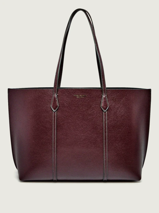 Zdjęcie produktu TORY BURCH Skórzana shopperka + saszetka Perry bordowy