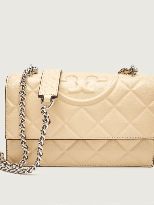 Zdjęcie produktu TORY BURCH Skórzana torebka na ramię Fleming beżowy