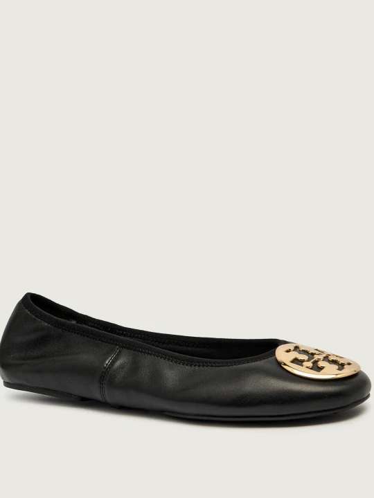 Zdjęcie produktu TORY BURCH Skórzane baleriny MINNIE TRAVEL BALLET czarny