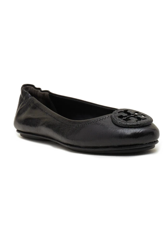 Zdjęcie produktu TORY BURCH Skórzane baleriny MINNIE TRAVEL BALLET PAVE czarny