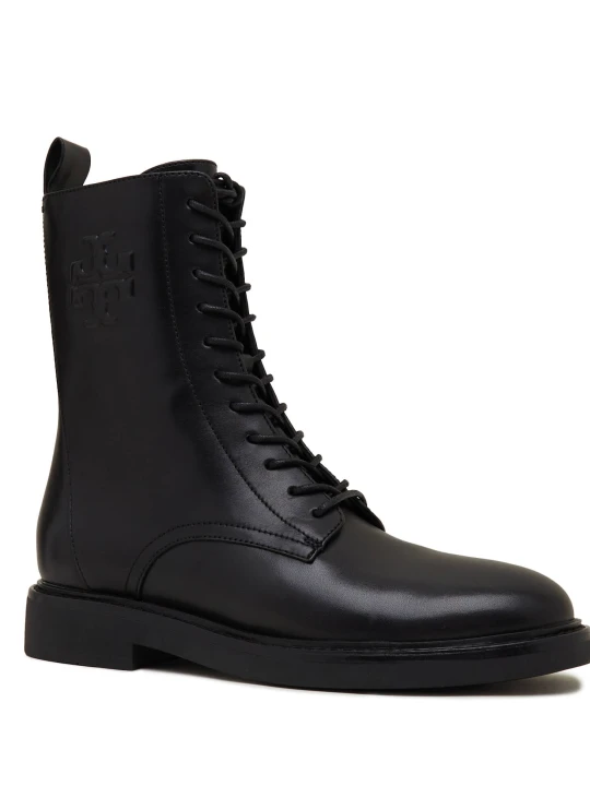 Zdjęcie produktu TORY BURCH Skórzane botki DOUBLE T COMBAT czarny