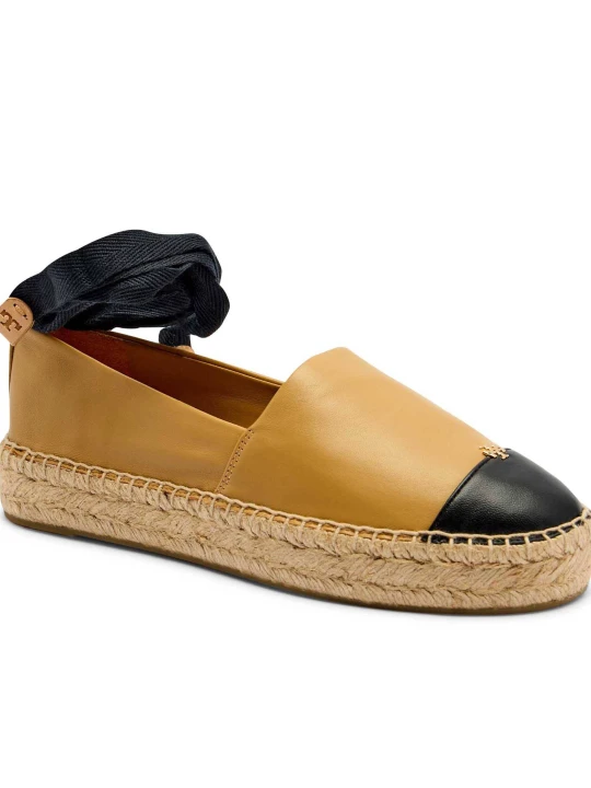 Zdjęcie produktu TORY BURCH Skórzane espadryle CAP-TOE beżowy