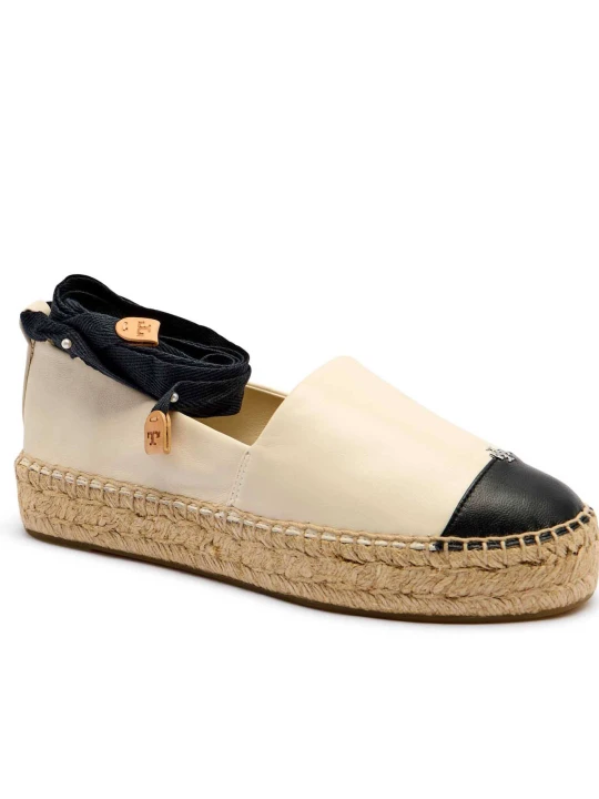 Zdjęcie produktu TORY BURCH Skórzane espadryle CAP-TOE kremowy