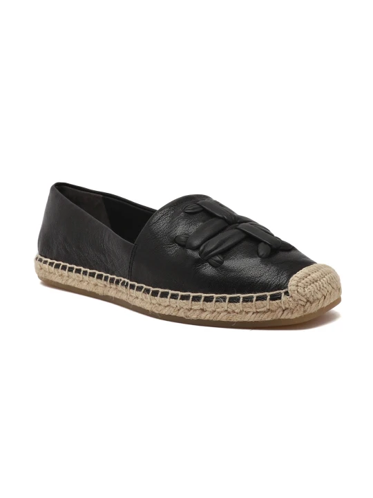 Zdjęcie produktu TORY BURCH Skórzane espadryle WOVEN DOUBLE T ALINE czarny