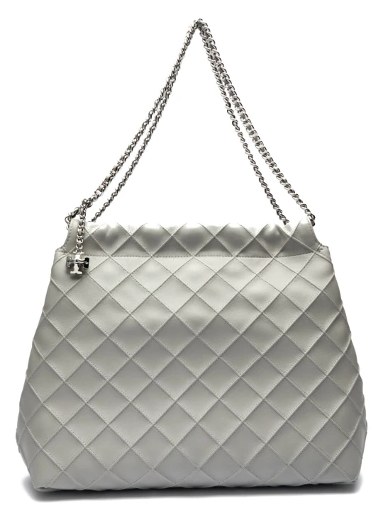 Zdjęcie produktu TORY BURCH Skórzane hobo Fleming szary