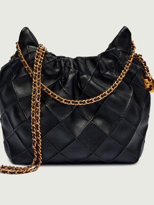 Zdjęcie produktu TORY BURCH Skórzane hobo Fleming Mini czarny