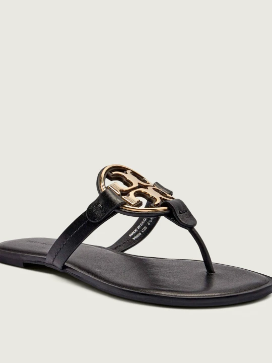 Zdjęcie produktu TORY BURCH Skórzane japonki METAL MILLER czarny
