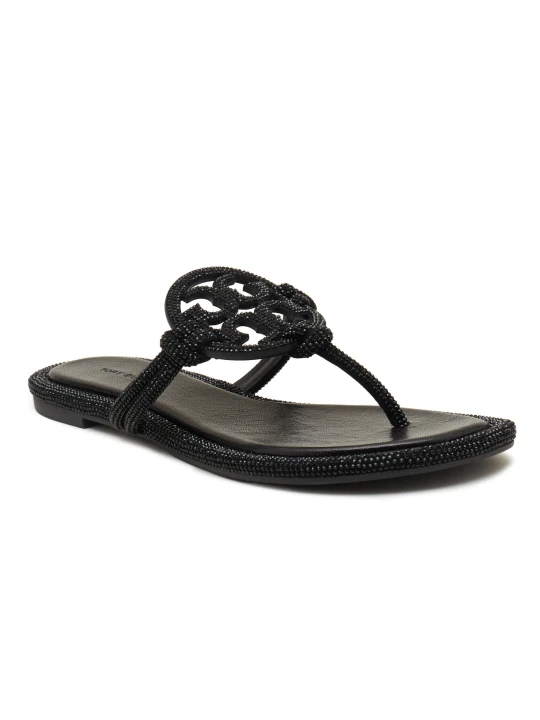 Zdjęcie produktu TORY BURCH Skórzane japonki MILLER KNOTTED PAVE czarny