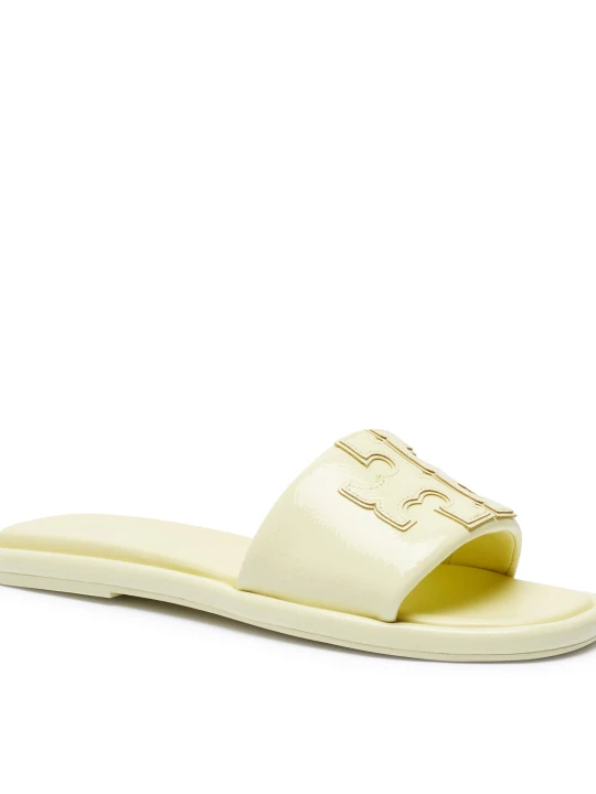 Zdjęcie produktu TORY BURCH Skórzane klapki DOUBLE T żółty